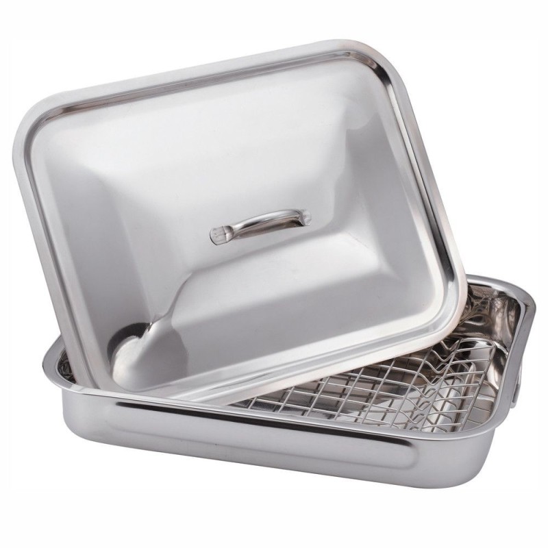 Tray Stainless Steel, for oven , with grill and lid , 37 x 28 x 6 cm , Grunberg GR2967 thumbnail 3