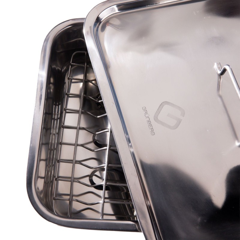 Tray Stainless Steel, for oven , with grill and lid , 37 x 28 x 6 cm , Grunberg GR2967 thumbnail 4