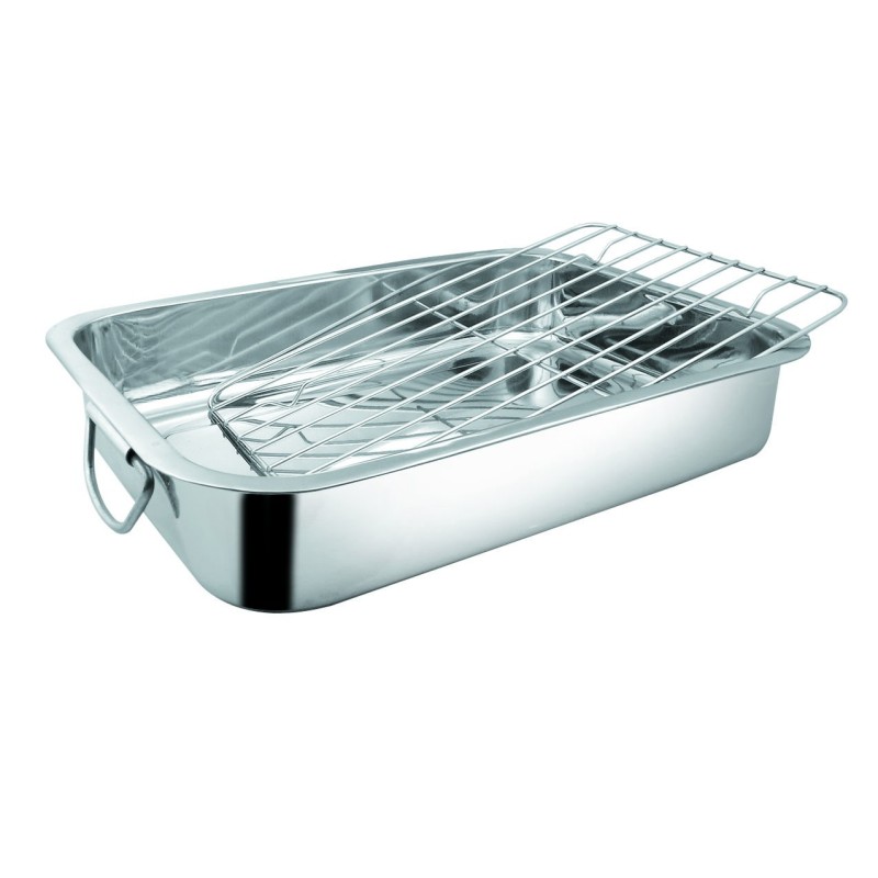 Tray for oven, Stainless Steel, with grill, 42x32x6.50 cm, Grunberg IGT42