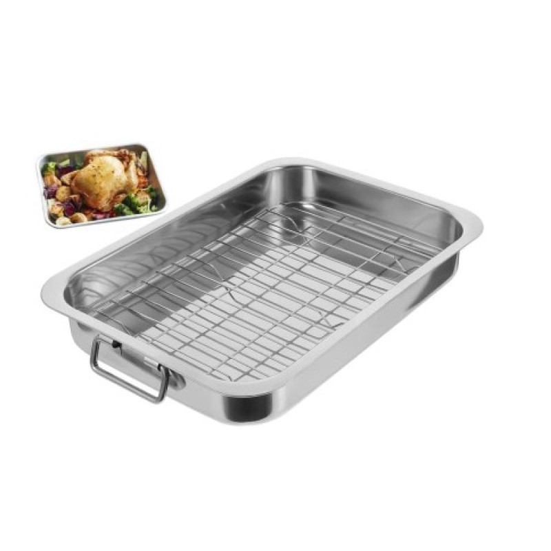 Tray for oven, Stainless Steel, with grill, 27x21x5 cm, Grunberg IGT27 thumbnail 2