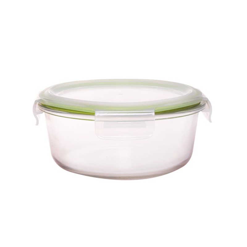 Dish Glass borosilicata, round, with lid Plastic and inchidere ermetica with silicon, 0.950 l, Grunberg VY950RD