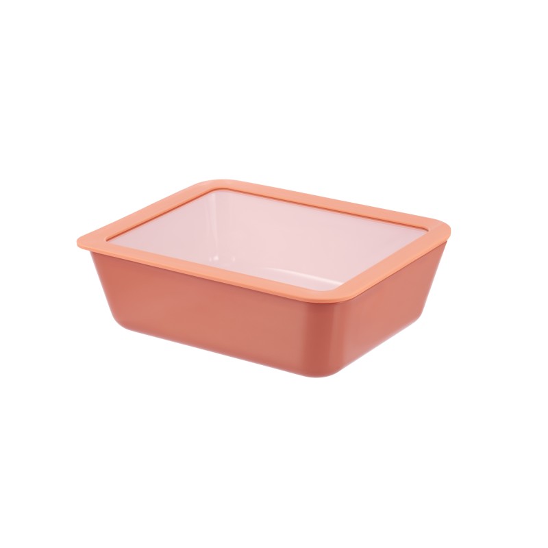 Dish Glass heat-resistant, with glass lid and edge Silicone, 2.60 l, LexiHome LB7050 (terracotta)