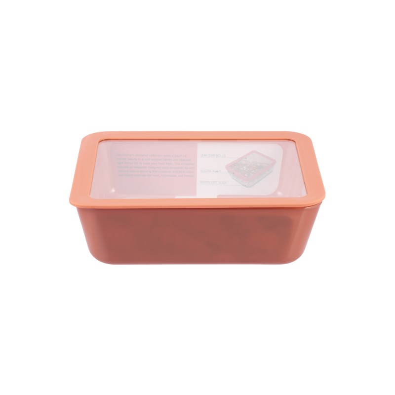 Dish Glass heat-resistant, with glass lid and edge Silicone, 1.40 l, LexiHome LB7048 (terracotta) thumbnail 2