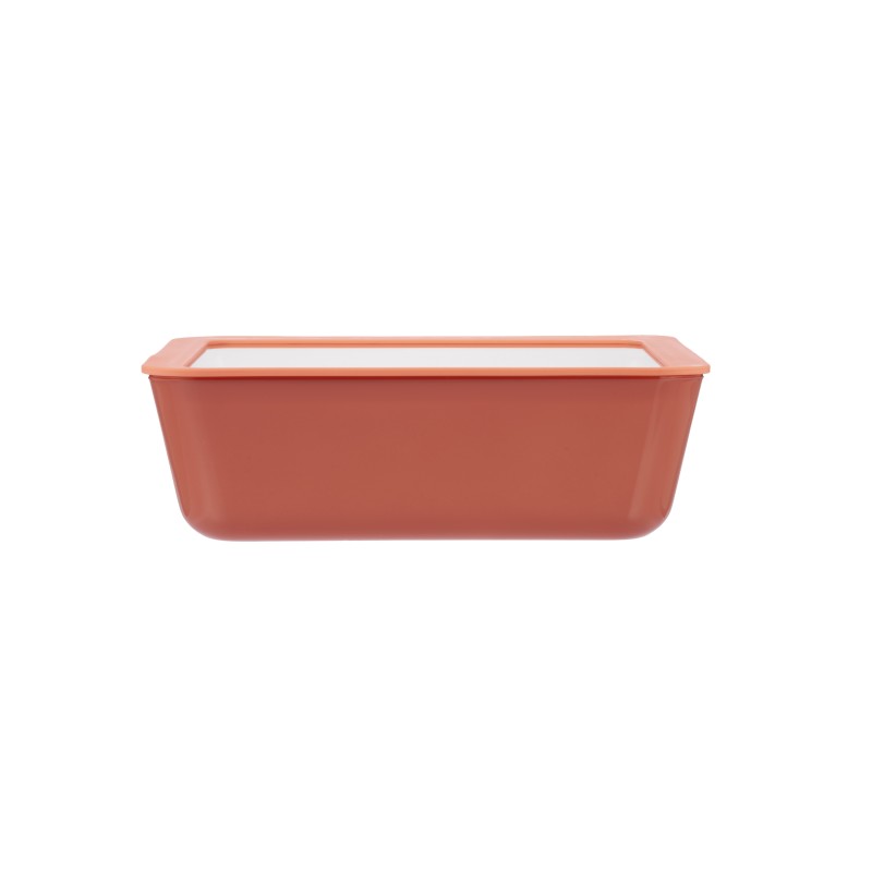 Dish Glass heat-resistant, with glass lid and edge Silicone, 1.40 l, LexiHome LB7048 (terracotta) thumbnail 5