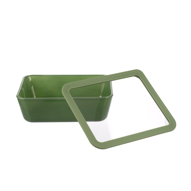 Dish Glass heat-resistant, with glass lid and edge Silicone, 2.60 l, LexiHome LB7049 (green) thumbnail 4